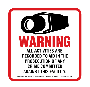 (image for) DTV-204 CCTV Warning Decal In English