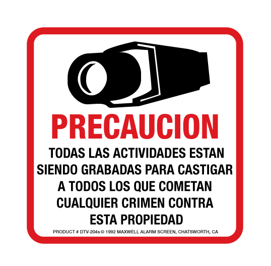 (image for) DTV-204 CCTV Warning Decal In Spanish