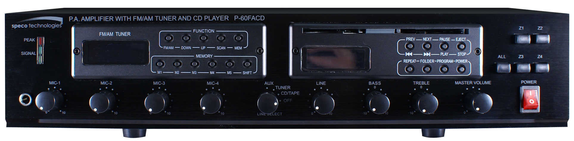 (image for) Speco P-60FACD 60 Watt PA Amp with FM/AM Tuner and CD